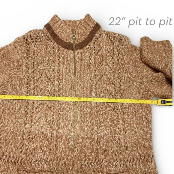 Vintage Woolrich Women’s Large Zip Front Wool Cardigan Sweater Rustic Brown - Picture 10 of 11